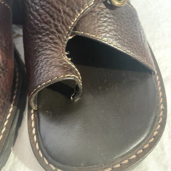 Hokus Pokus Size 8 Sandal 2" block heel Leather brown Women shoe - Picture 6 of 9